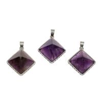 Amethyst Pendant February Birthstone , with Zinc Alloy, platinum color plated, fashion jewelry, purple Approx 4mm 