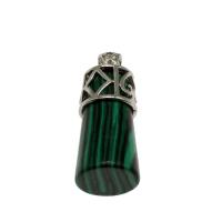 Pendentifs en malachite, avec alliage de zinc, Placage de couleur platine, bijoux de mode, vert Environ 4mm, Vendu par PC