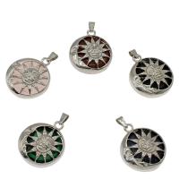 Gemstone Zinc Alloy Pendants, with Zinc Alloy, Sun, platinum color plated Approx 4mm 