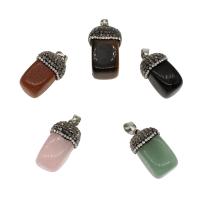Gemstone Zinc Alloy Pendants, with Zinc Alloy, platinum color plated & with rhinestone Approx 2mm 