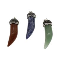 Gemstone Zinc Alloy Pendants, with Zinc Alloy, platinum color plated & with rhinestone Approx 4mm 