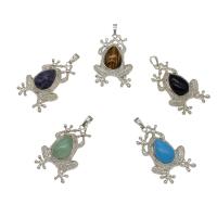 Gemstone Zinc Alloy Pendants, with Zinc Alloy, Frog, platinum color plated Approx 4mm 