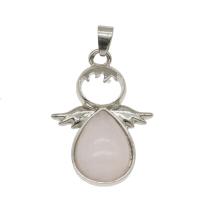 quartz rose Pendentif, avec alliage de zinc, Placage de couleur platine, bijoux de mode Environ 4mm, Vendu par PC