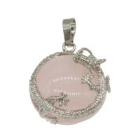 Rose Quartz Pendant, with Zinc Alloy, platinum color plated, fashion jewelry, pink Approx 4mm 