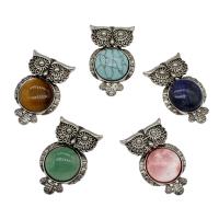 Gemstone Zinc Alloy Pendants, with Zinc Alloy, Owl, antique silver color plated Approx 7mm 