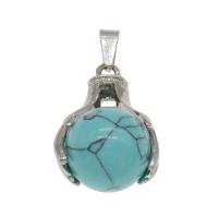Synthetic Turquoise Pendants, with Zinc Alloy, platinum color plated, fashion jewelry, turquoise blue Approx 4mm 