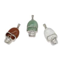 Gemstone Zinc Alloy Pendants, with Zinc Alloy, Skull, platinum color plated Approx 4mm 