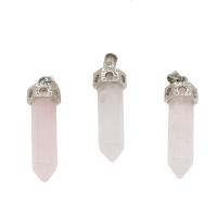 quartz rose Pendentif, avec alliage de zinc, Placage de couleur platine, bijoux de mode Environ 4mm, Vendu par PC