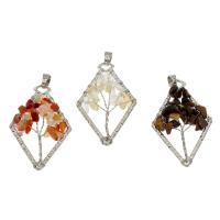 Gemstone Zinc Alloy Pendants, with Brass, platinum color plated Approx 4mm 