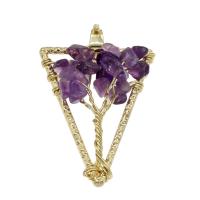 Amethyst Pendant February Birthstone , with Brass, gold color plated, fashion jewelry, purple Approx 4mm 