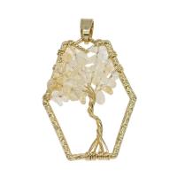 perles de citrine Pendentif, avec laiton, Placage de couleur d'or, bijoux de mode Environ 4mm, Vendu par PC