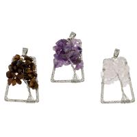 Gemstone Brass Pendants, with Brass, platinum color plated Approx 4mm 