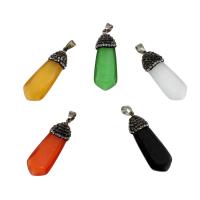 Cats Eye Pendants, with Zinc Alloy, platinum color plated, faceted & with rhinestone Approx 5mm 