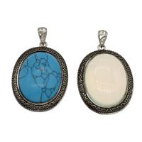 Gemstone Zinc Alloy Pendants, with Zinc Alloy, antique silver color plated Approx 5mm 