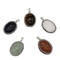 Gemstone Zinc Alloy Pendants, with Zinc Alloy, platinum color plated & with rhinestone Approx 4mm 