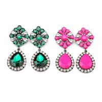 Zinc Alloy Rhinestone Drop Earring, with Crystal, Teardrop, antique silver color plated, for woman & with rhinestone 
