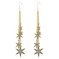 Zinc Alloy Rhinestone Drop Earring, Star, gold color plated, for woman & with rhinestone 