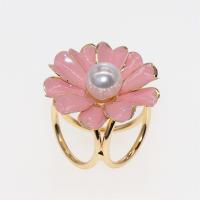 Scarf Buckle, Zinc Alloy, with ABS Plastic Pearl, Flower, gold color plated, for woman & enamel 22mm,20mm 