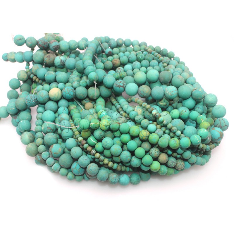 Natural Sinkiang Turquoise Beads, Round, polished, DIY & different size for choice & frosted, green, Length:Approx 15 Inch, Sold By Strand