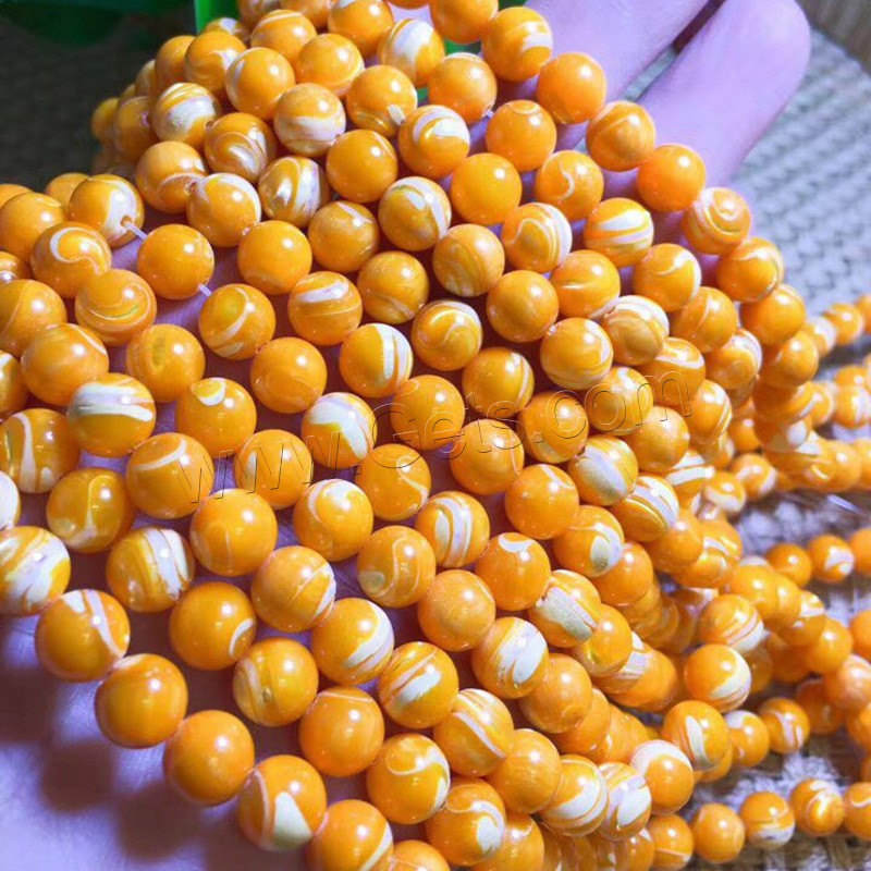 South Sea Shell Beads, Shell Pearl, Round, polished, fashion jewelry & DIY & different size for choice, golden yellow, Length:Approx 15 Inch, Sold By Strand