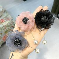 Organza Brooch, with Plastic Pearl, fashion jewelry & for woman 65mm 
