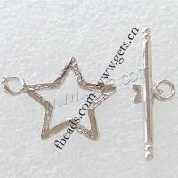 Brass Toggle Clasp, Star, plated, single-strand 