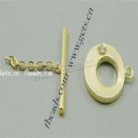 Brass Toggle Clasp, plated, with rhinestone & single-strand 15mm Approx 2mm 