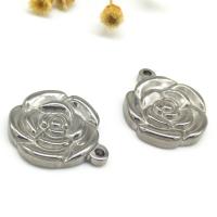 Stainless Steel Flower Pendant, Rose, fashion jewelry & DIY & Unisex, silver color 