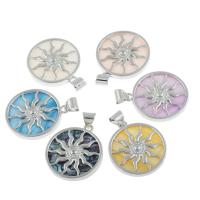 Zinc Alloy Shell Pendants, with Shell, Sun, platinum color plated, dyed 32*3mm Approx 2.5mm 
