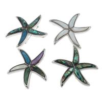 Zinc Alloy Shell Pendants, with Shell, Starfish, platinum color plated, dyed & can be used as brooch or pendant, 54*4mm Approx 6mm 