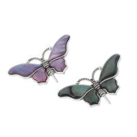 Zinc Alloy Shell Pendants, with Shell, Butterfly, antique silver color plated, dyed Approx 2.5mm 