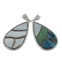Zinc Alloy Shell Pendants, with Shell, Teardrop, platinum color plated, dyed Approx 2.5mm 