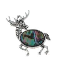 Zinc Alloy Shell Pendants, with Shell, Deer, antique silver color plated & can be used as brooch or pendant Approx 6mm 