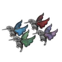 Zinc Alloy Shell Pendants, with Shell, Hummingbird, antique silver color plated, dyed & can be used as brooch or pendant Approx 6mm 