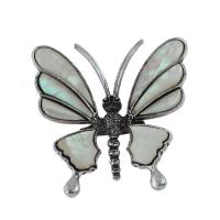 Zinc Alloy Shell Pendants, with Shell, Butterfly, antique silver color plated & can be used as brooch or pendant Approx 6mm 