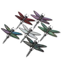 Zinc Alloy Pendant, with Shell, Dragonfly, antique silver color plated, dyed & can be used as brooch or pendant & with rhinestone Approx 6mm 