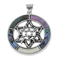 Zinc Alloy Shell Pendants, with Shell, Hexagram, antique silver color plated, dyed Approx 2.5mm 