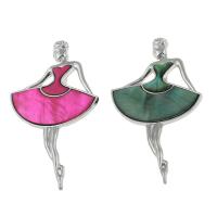 Zinc Alloy Shell Pendants, with Shell, Dancing Girl, platinum color plated, dyed & can be used as brooch or pendant Approx 6mm 