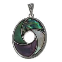 Zinc Alloy Shell Pendants, with Shell, Flat Oval, platinum color plated, dyed Approx 2.5mm 
