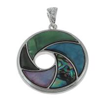 Zinc Alloy Shell Pendants, with Shell, Flat Round, platinum color plated, dyed Approx 2.5mm 