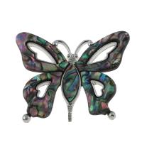 Zinc Alloy Shell Pendants, with Abalone Shell, Butterfly, platinum color plated, can be used as brooch or pendant Approx 6mm 