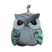 Zinc Alloy Shell Pendants, with Zinc Alloy, Owl, platinum color plated, dyed Approx 1.5mm 