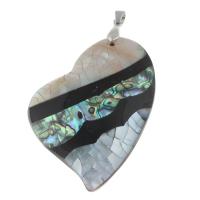 Zinc Alloy Shell Pendants, with Zinc Alloy, Heart, platinum color plated, dyed Approx 1.5mm 