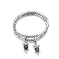 Zinc Alloy Rhinestone Bracelets, with Blue Opal, Owl, plated, cobra chain & for woman & with rhinestone 10*20mm Approx 7.08 Inch 