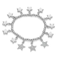 Zinc Alloy Rhinestone Bracelets, with Elastic Thread, Flat Star, plated, elastic & ball chain & for woman & with rhinestone 10mm,15mm Approx 6.69 Inch 