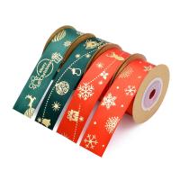Poliéster decoración de la cinta, estampado en caliente, Diseño de Navidad & diferentes estilos para la opción, 25mm, 5Yardpatio/Set, Vendido por Set