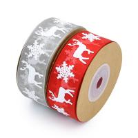 Fibre de polyester décoration de ruban, impression, durable & Conception de Noël, plus de couleurs à choisir, 25mm, Vendu par bobine