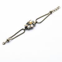 Zinc bracelets en strass en alliage , alliage de zinc, avec 3cm chaînes de rallonge, Plaqué de couleur d'or antique, bijoux de mode & pour femme & avec strass, 25mm Environ 6.70 pouce, Vendu par brin