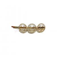 Hair Slide, Zinc Alloy, with Plastic Pearl, Alphabet Letter, plated & for woman, white, 65mm 