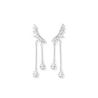 Cubic Zircon Brass Earring, plated, fashion jewelry & for woman & with cubic zirconia, silver color 
